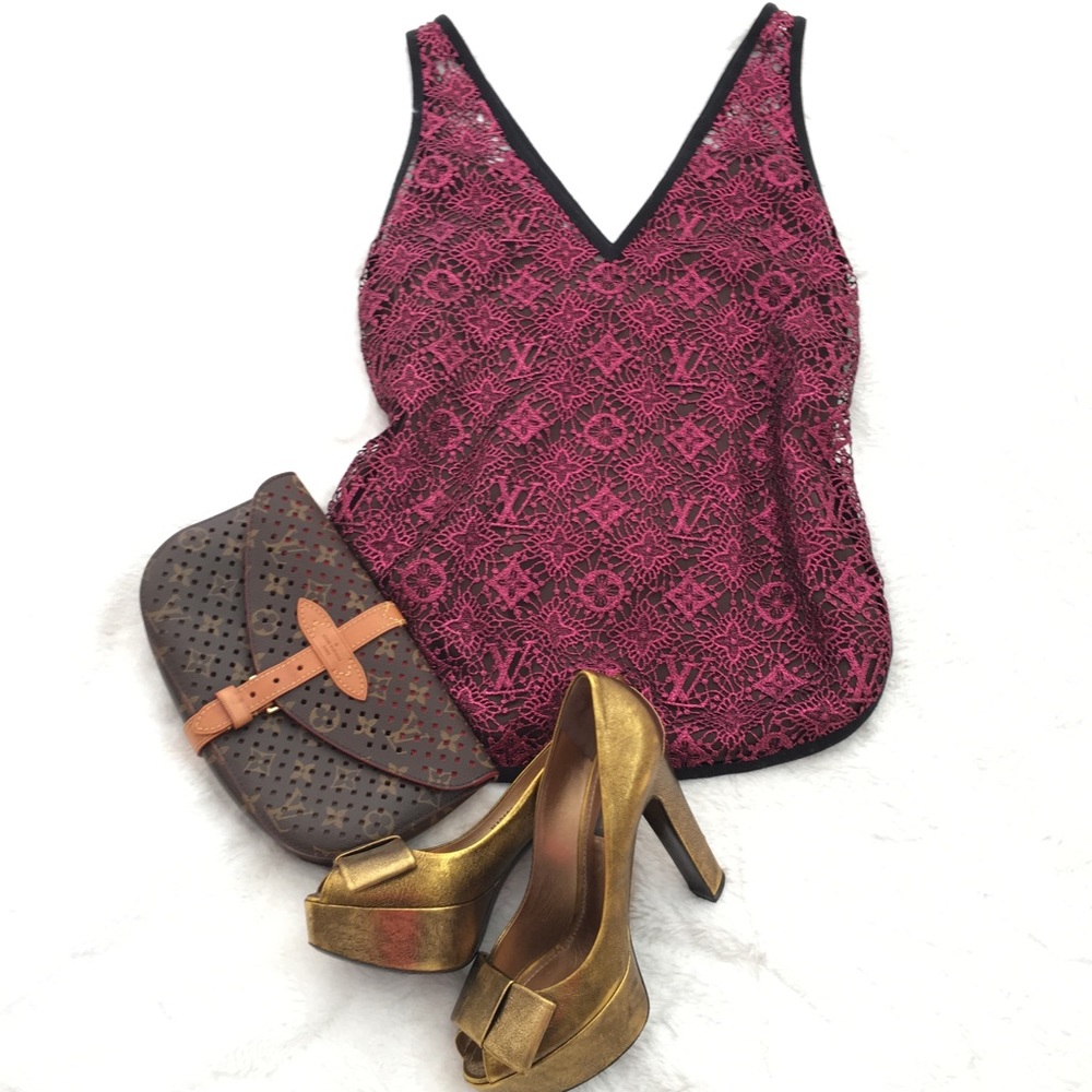 NWT - Louis Vuitton Lace overlay top size 36